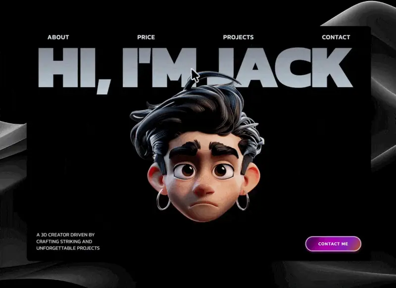 Jack, 3D Portfolio, Portfolio website template