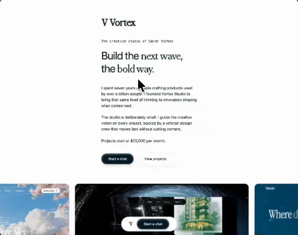 Vortex Studio, Creative Agency website template